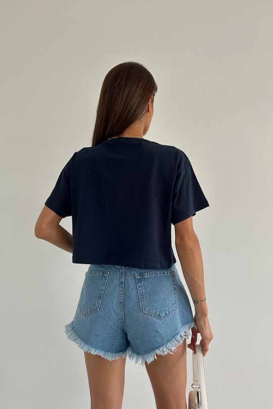 Nakışlı Tshirt Lacivert