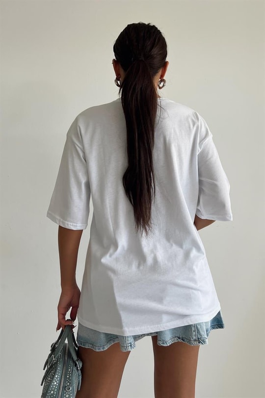 New York Oversize Tshirt Beyaz