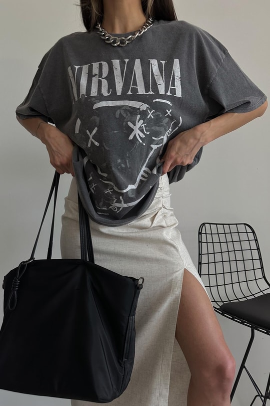 Nirvana Yıkamalı Tshirt Antrasit