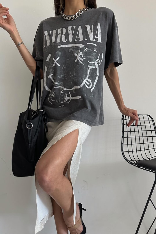 Nirvana Yıkamalı Tshirt Antrasit