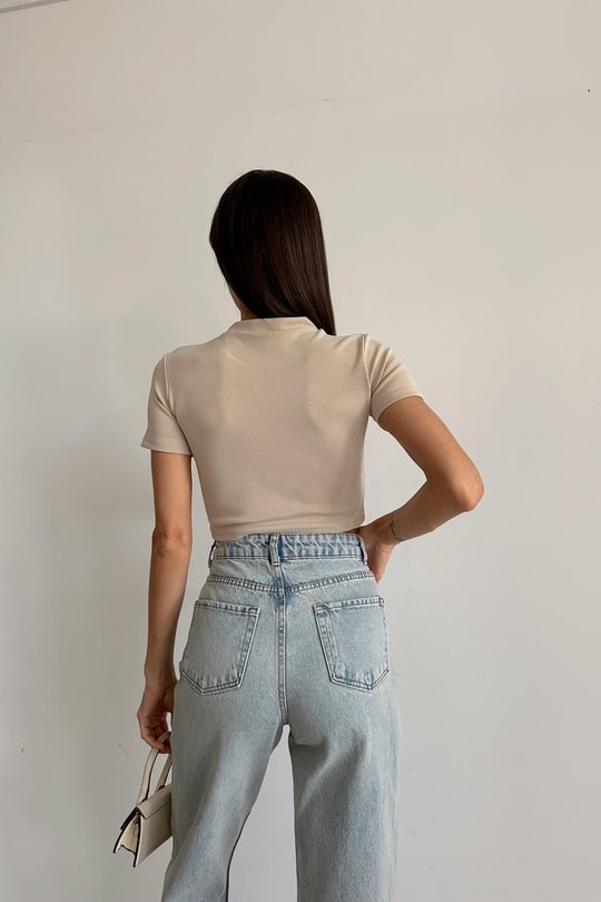 One Basic Crop Tshirt Taş