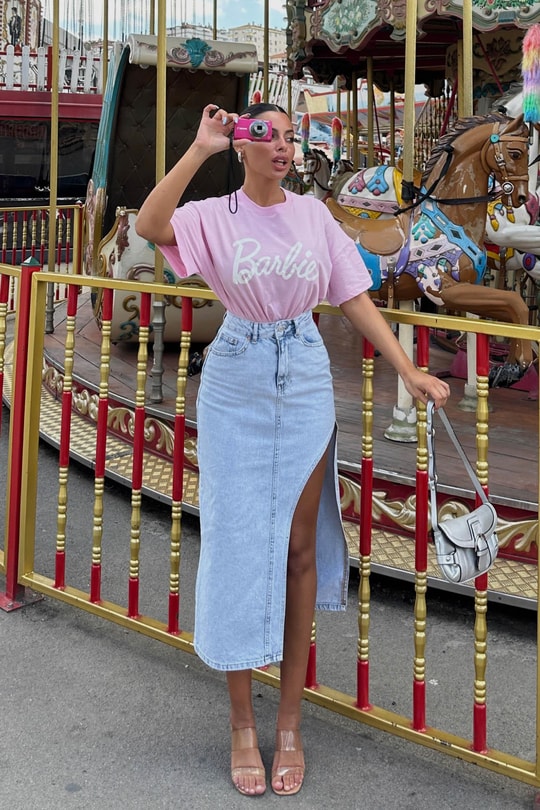 Oversize Barbie Tshirt Pembe