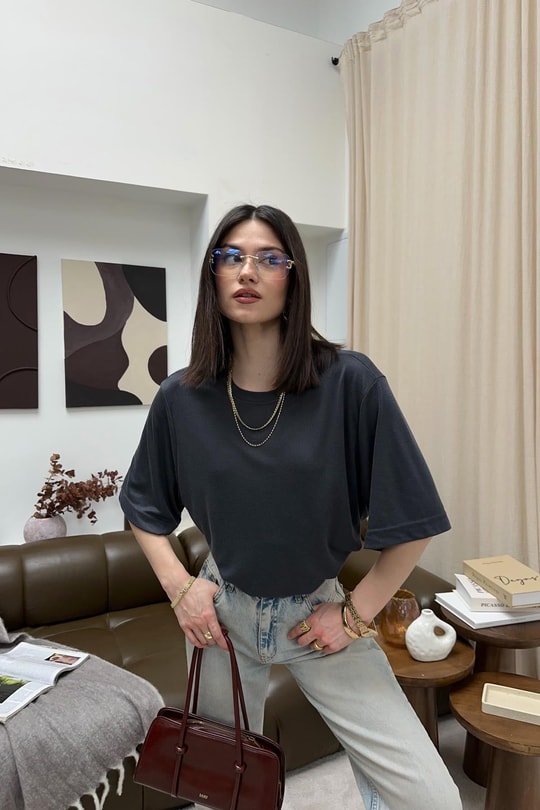 Oversıze Basic Tshirt Antrasit