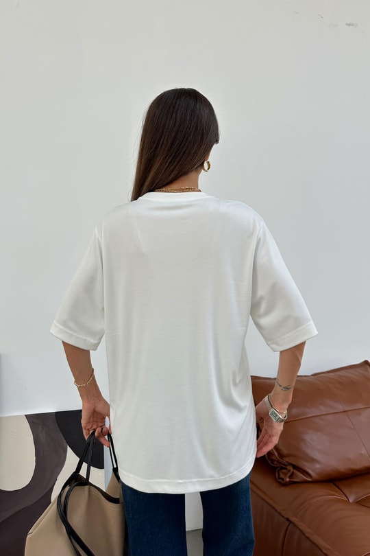 Oversıze Basic Tshirt Beyaz
