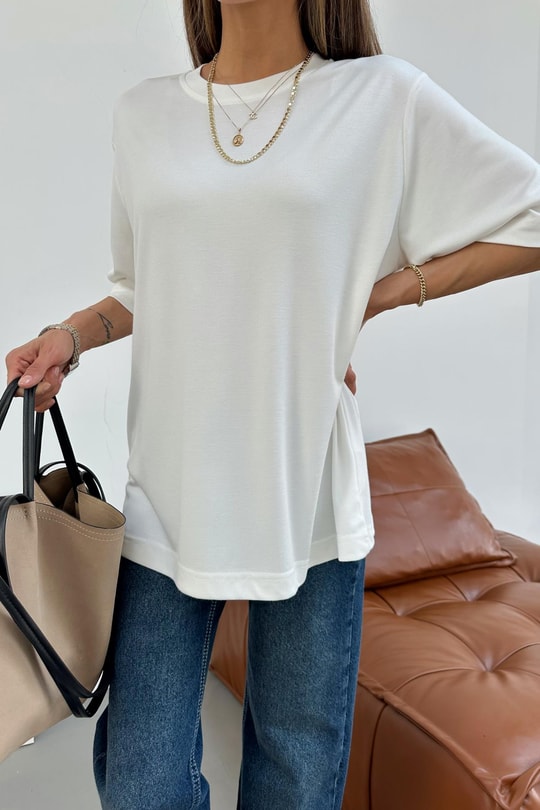 Oversıze Basic Tshirt Beyaz