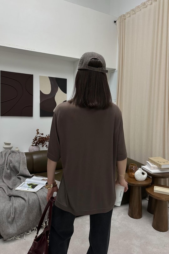 Oversıze Basic Tshirt Kahve