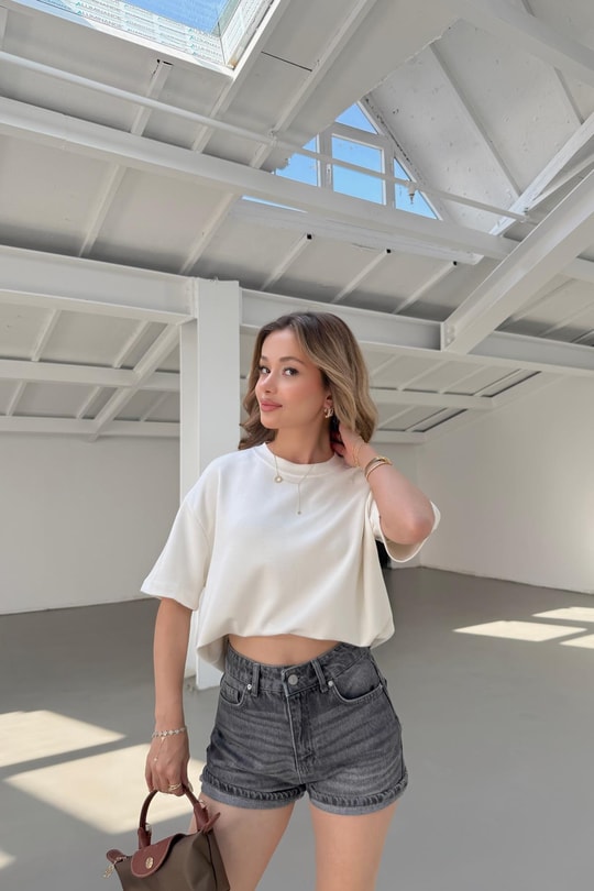 Oversize Modal Tshirt Beyaz