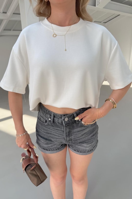 Oversize Modal Tshirt Beyaz