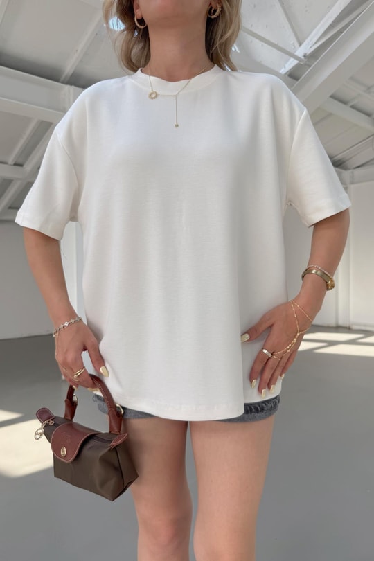 Oversize Modal Tshirt Beyaz