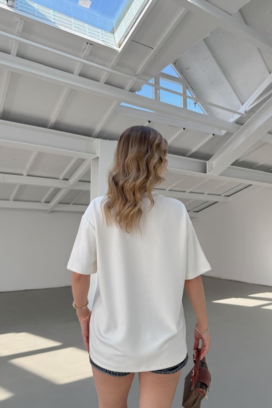 Oversize Modal Tshirt Beyaz