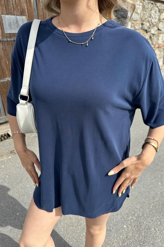 Oversize Modal Tshirt Lacivert