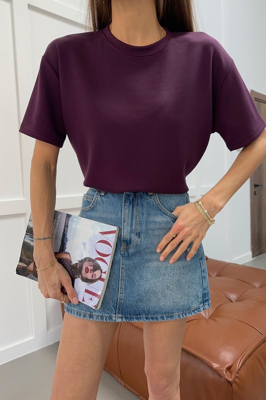 Oversize Modal Tshirt Mürdüm