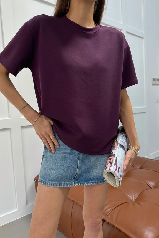 Oversize Modal Tshirt Mürdüm