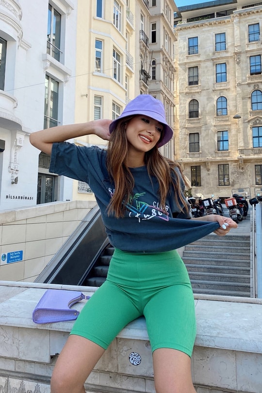 Palmiye Yıkamalı Tshirt Füme