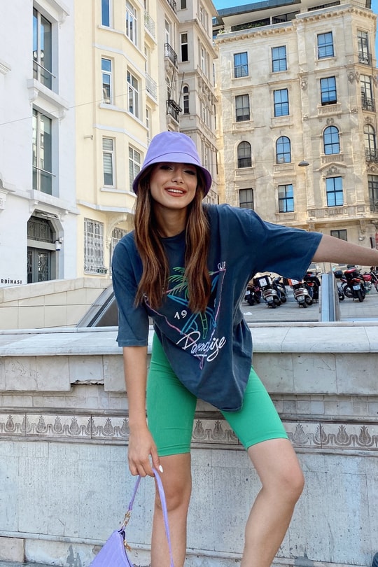 Palmiye Yıkamalı Tshirt Füme