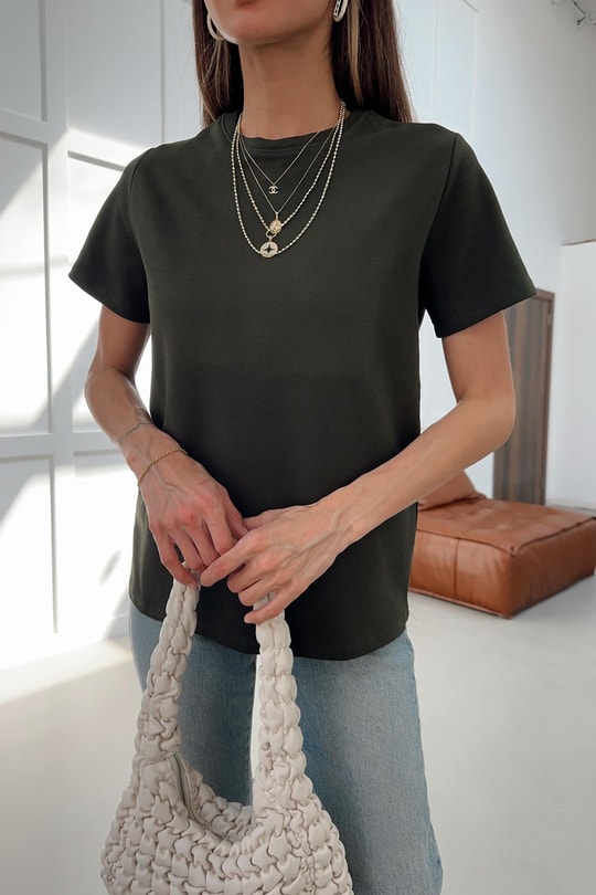 Pamuklu Basic Tshirt Haki