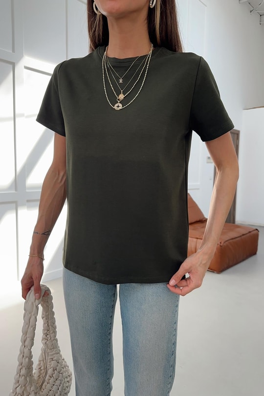 Pamuklu Basic Tshirt Haki