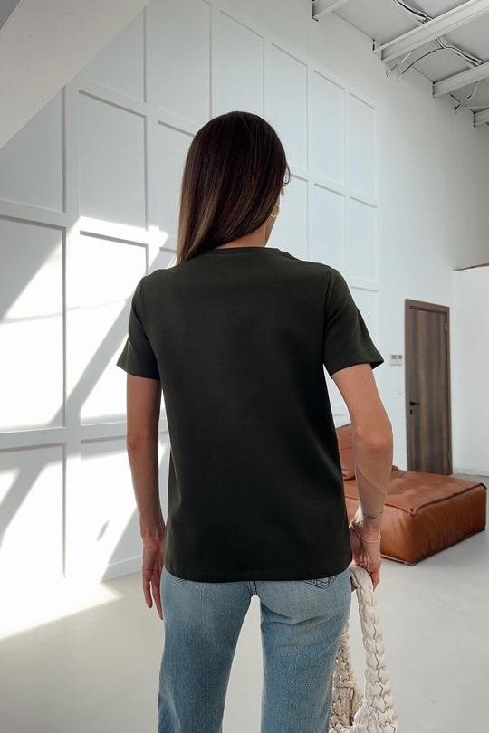 Pamuklu Basic Tshirt Haki