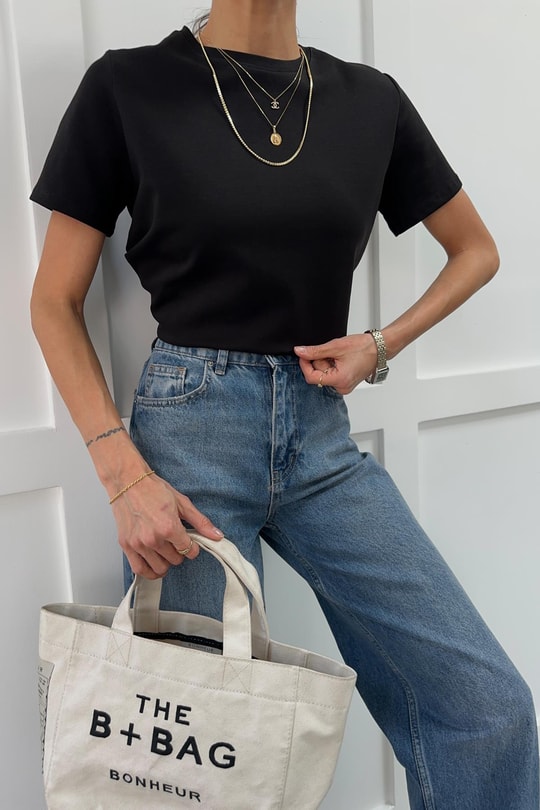Pamuklu Basic Tshirt Siyah