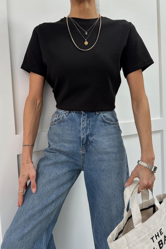 Pamuklu Basic Tshirt Siyah