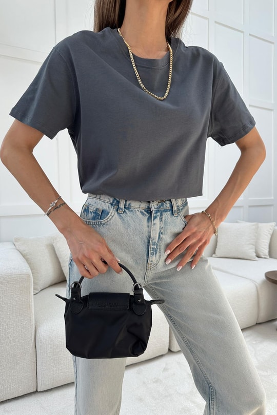 Pamuklu Oversize Tshirt Antrasit