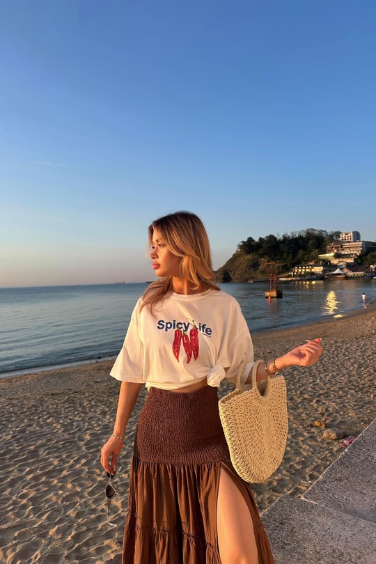 Pepper Baskı Tshirt Ekru