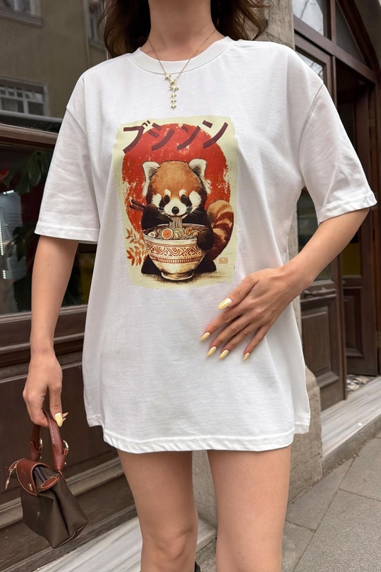 Raccoon  Tshirt Beyaz