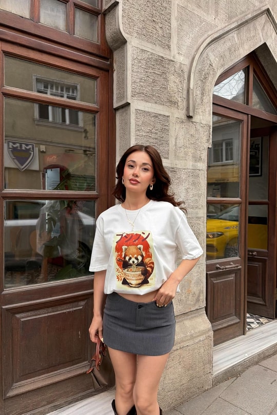 Raccoon  Tshirt Beyaz