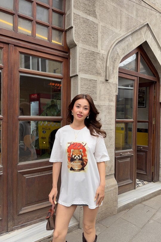 Raccoon  Tshirt Beyaz