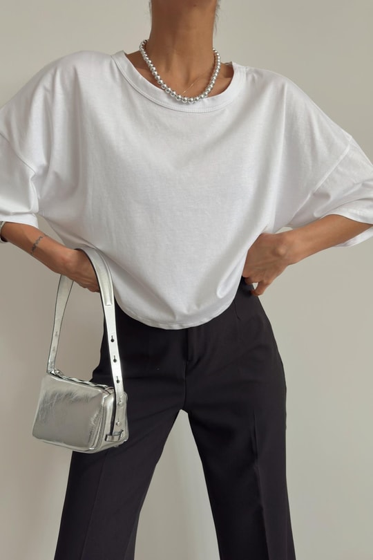 Relax Crop Tshirt Beyaz