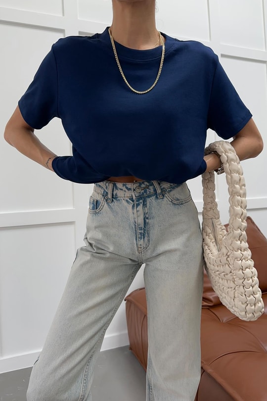 Ribanalı Premium Basic Tshirt Lacivert