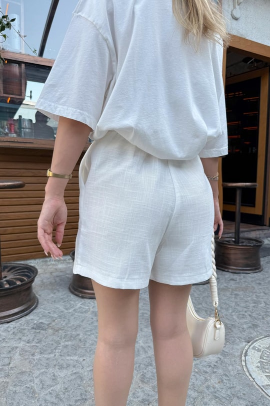 Ribbon Baskılı T-shirt Ekru