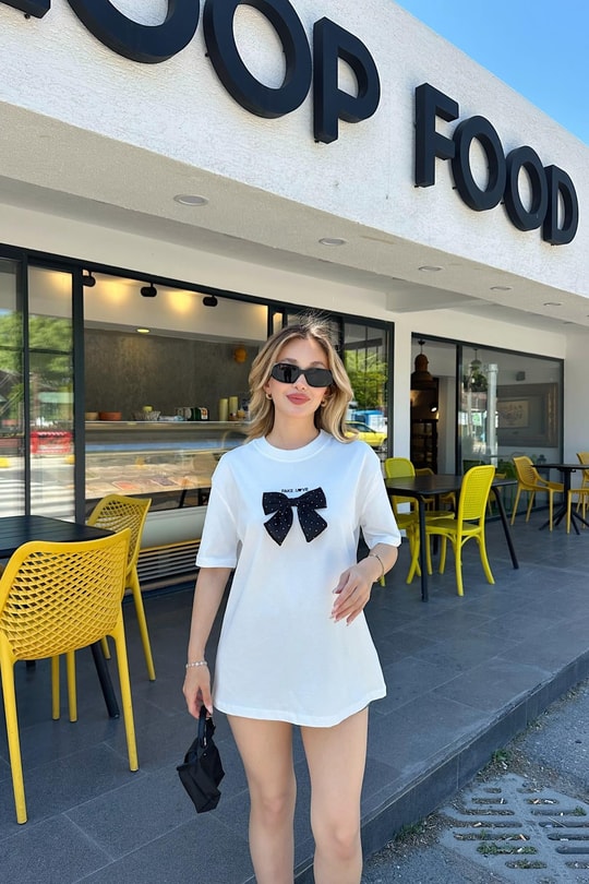 Ribbon Shine Tshirt Beyaz
