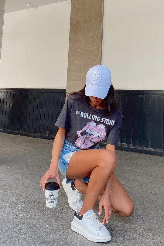 Rolling Stones Yıkamalı Tshirt Füme