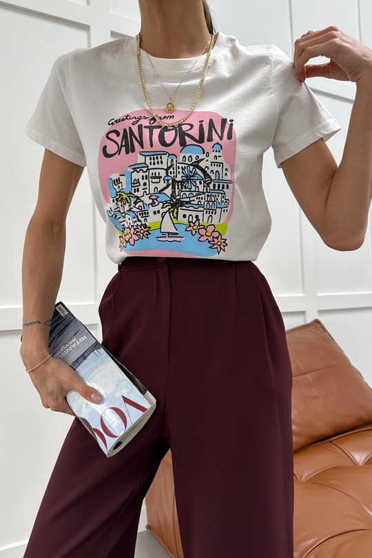 Santorini Tshirt Beyaz
