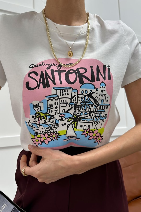 Santorini Tshirt Beyaz