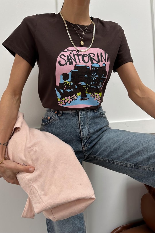 Santorini Tshirt Kahve