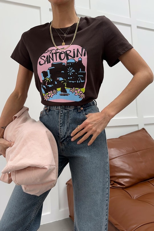 Santorini Tshirt Kahve