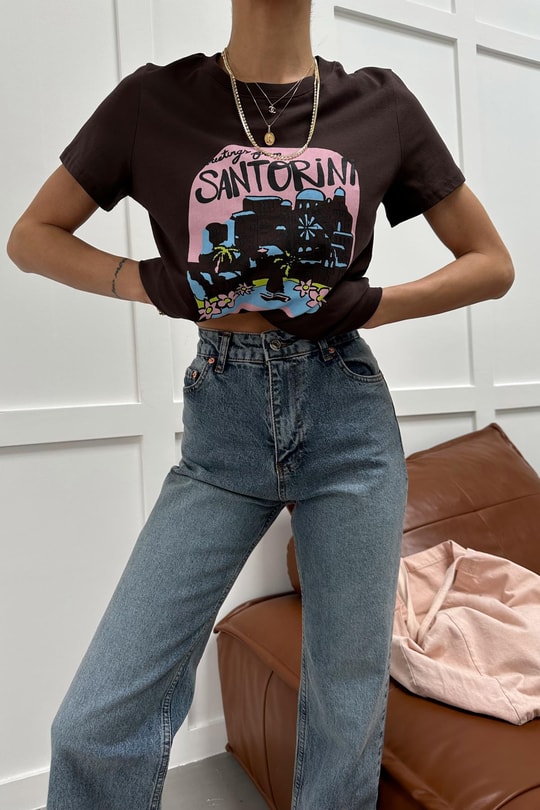 Santorini Tshirt Kahve