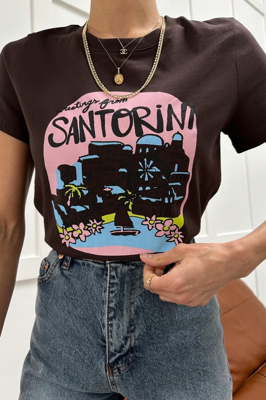 Santorini Tshirt Kahve