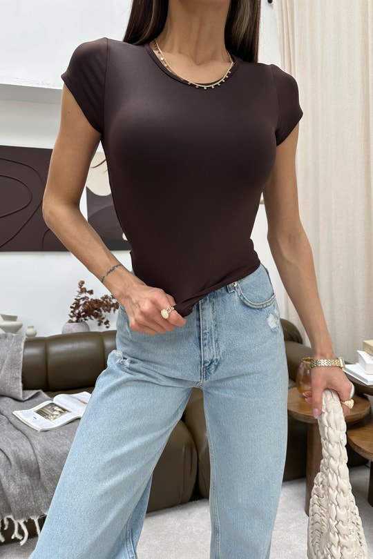 Scuba Kısa Tshirt Kahve