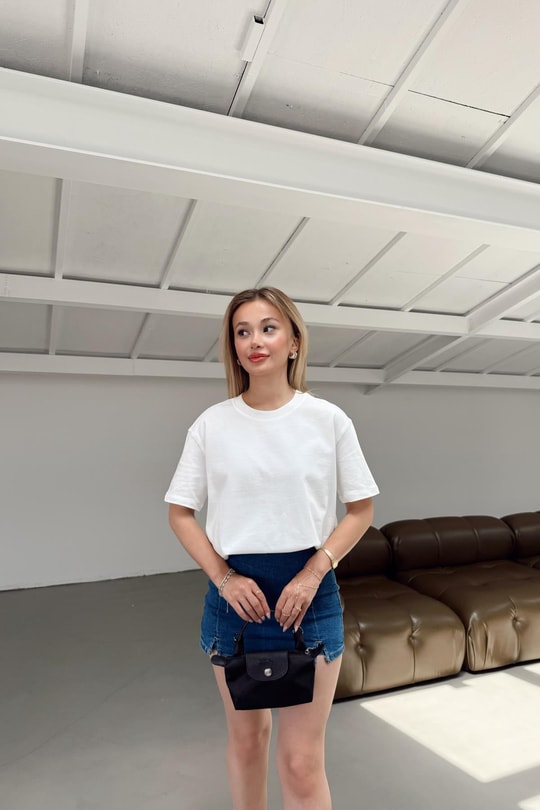 Şerit Ribana Basic Tshirt Beyaz