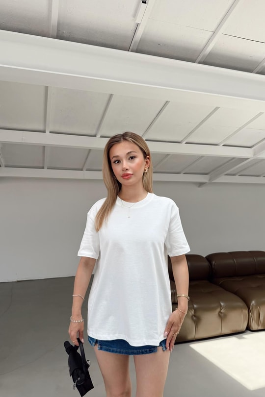 Şerit Ribana Basic Tshirt Beyaz