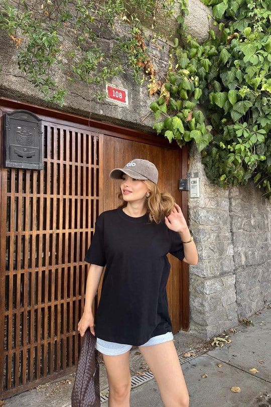 Şerit Ribana Basic Tshirt Siyah