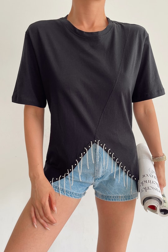 Shine Cut Tshirt Siyah