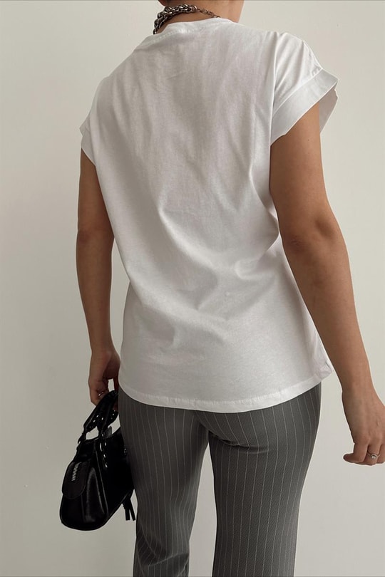 Sıfır Kol Basic Tshirt Beyaz