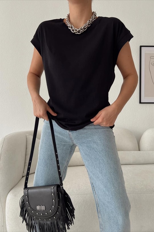 Sıfır Kol Basic Tshirt Siyah