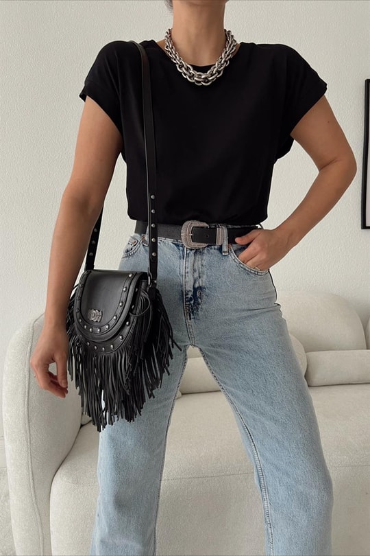 Sıfır Kol Basic Tshirt Siyah