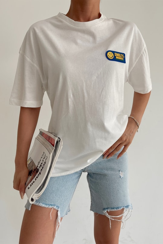 Smiley Oversize Tshirt Ekru