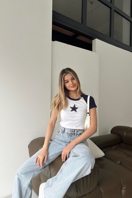 Star Crop Tshirt Beyaz